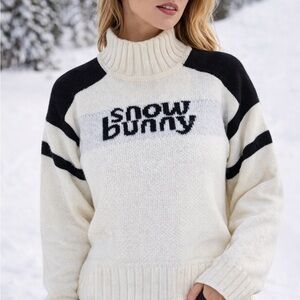Bo+Tee Snow Bunny Black White Wool Sweater